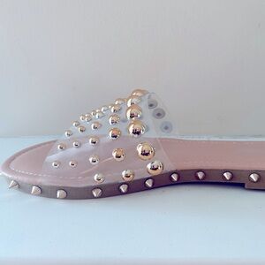 *New*. Nude flats with gold spikes